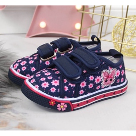 Baskets velcro bleu marine Atletico fille rose 2 Baskets velcro bleu marine Atletico fille rose 2