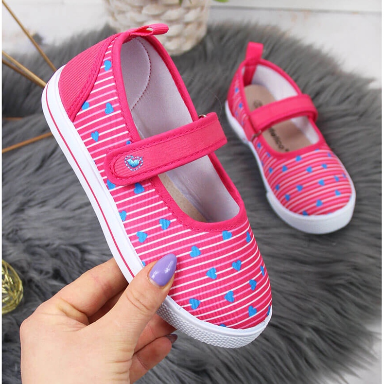 Baskets ballerines fille avec velcro Atletico rose 1