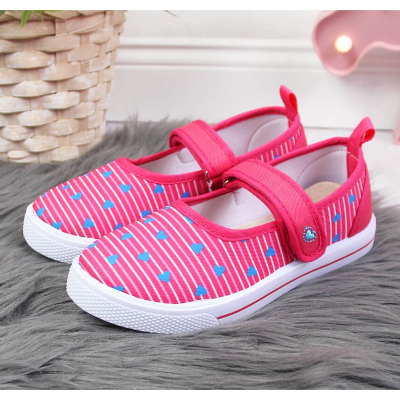 Baskets ballerines fille avec velcro Atletico rose 2