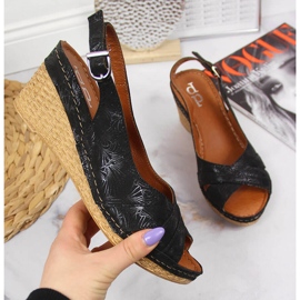 Sandales en cuir pour femmes sur un coin noir Dolce Pietro le noir 4