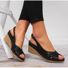 Sandales en cuir pour femmes sur un coin noir Dolce Pietro le noir 1