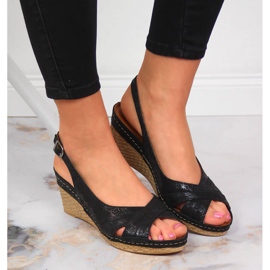 Sandales en cuir pour femmes sur un coin noir Dolce Pietro le noir 3