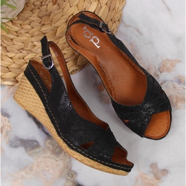 Sandales en cuir pour femmes sur un coin noir Dolce Pietro le noir 6