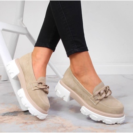 Chaussures femme en cuir avec chaînes beige Filippo 1
