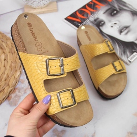 Chaussons femme Inblu jaune à boucles 4