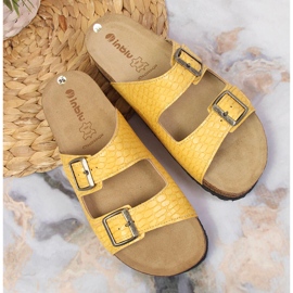 Chaussons femme Inblu jaune à boucles 3