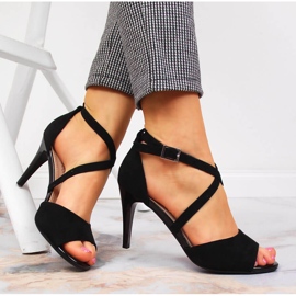 Sandales noires pour femmes Sergio Leone sur un talon haut le noir 1 Sandales noires pour femmes Sergio Leone sur un talon haut le noir 1