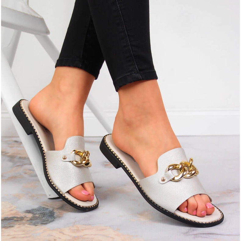 S.Barski Babouches dorées pour femme avec une chaîne, or S. Barski d'or 1