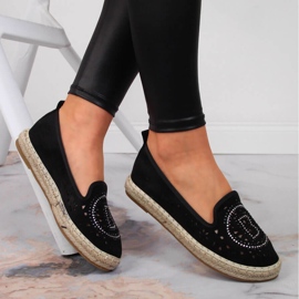 S.Barski Espadrilles noires ajourées avec zircons cubiques par S. Barski le noir 1
