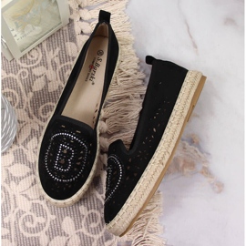 S.Barski Espadrilles noires ajourées avec zircons cubiques par S. Barski le noir 4