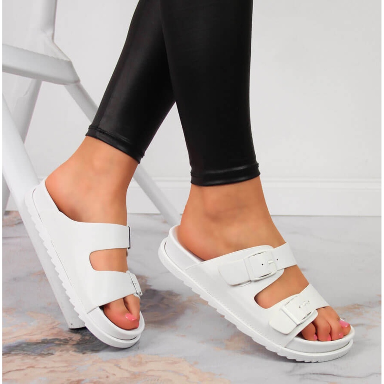 S.Barski Chaussons femme en caoutchouc à boucles blanc S. Barski 1
