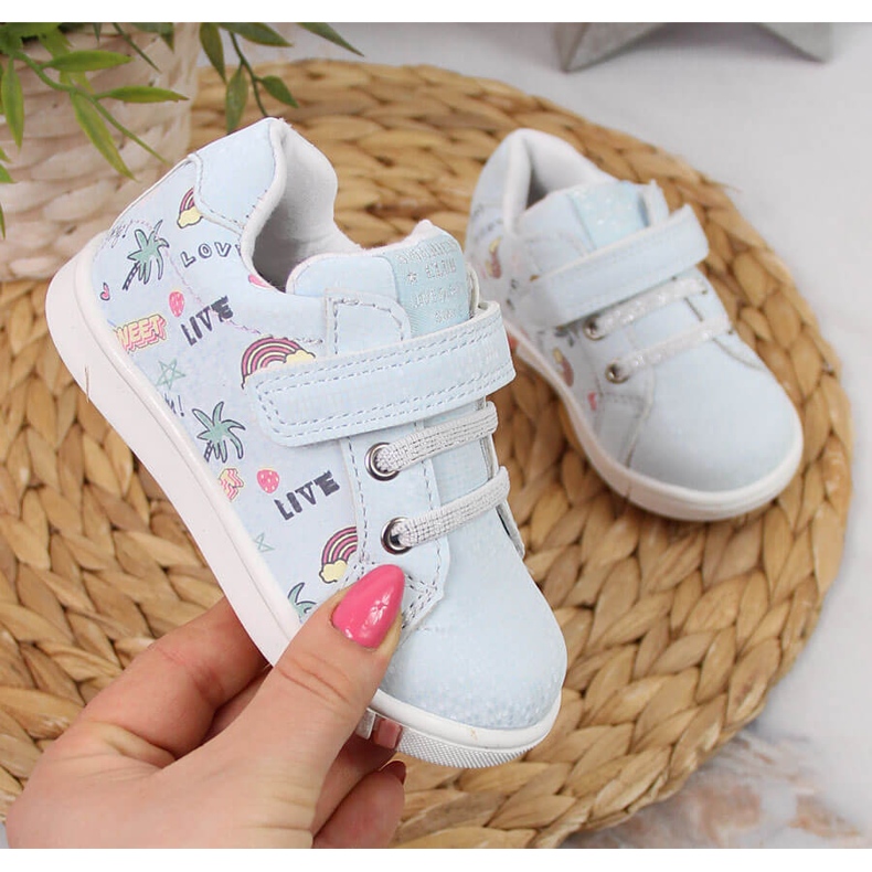 Chaussures de sport pour filles avec velcro bleu American Club 1