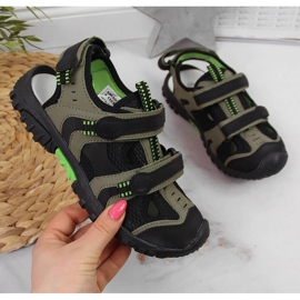 Sandales garçon American Club kaki à scratchs vert 1