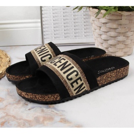 Chaussons femme eVento noirs avec inscriptions 2