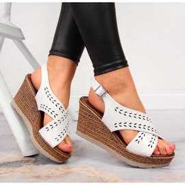 Sandales compensées blanches pour femme Jezzi 4