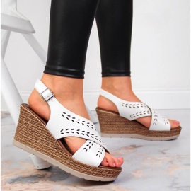 Sandales compensées blanches pour femme Jezzi 5