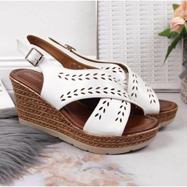 Sandales compensées blanches pour femme Jezzi 2
