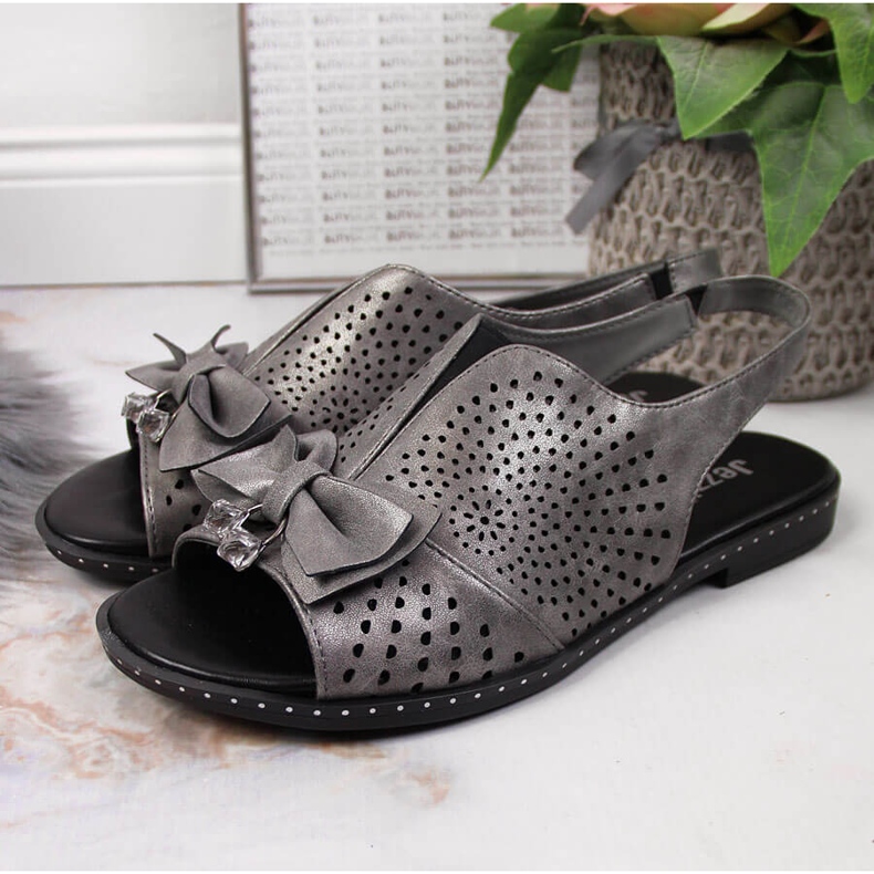 Sandales femme avec nœud Jezzi graphite multicolore gris 2