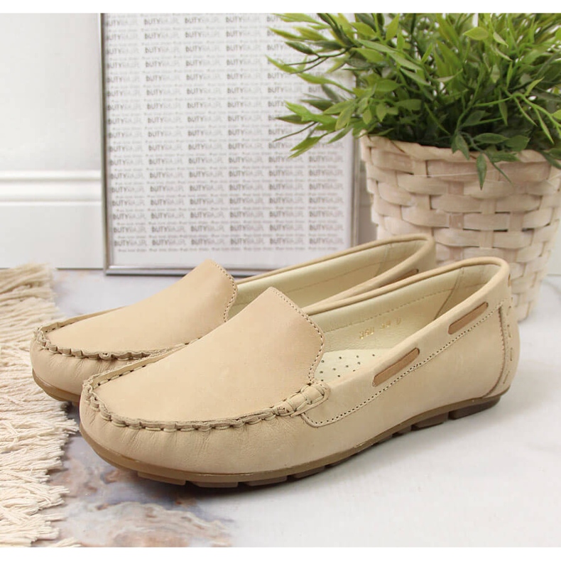Mocassins cuir femme beige clair Helios 398 2 Mocassins cuir femme beige clair Helios 398 2