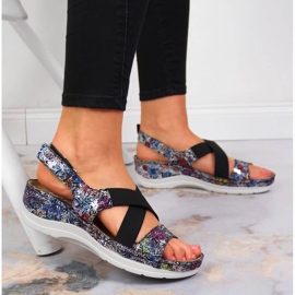 Sandales en cuir pour femmes sur caoutchouc confortable Helios 100 le noir multicolore 5