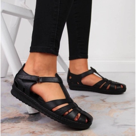 T.Sokolski Sandales noires à scratch pour femmes de T. Sokolski le noir 2