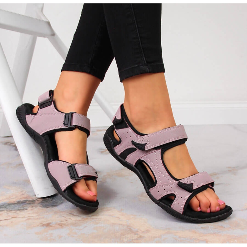 Sandales de sport pour femmes avec velcro violet American Club 2