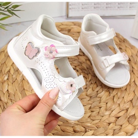 Sandales blanches velcro American Club pour fille 1