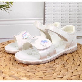 Sandales blanches velcro American Club pour fille 2