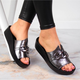 Chaussons femme en cuir avec chaîne argent T.Sokolski 2 Chaussons femme en cuir avec chaîne argent T.Sokolski 2