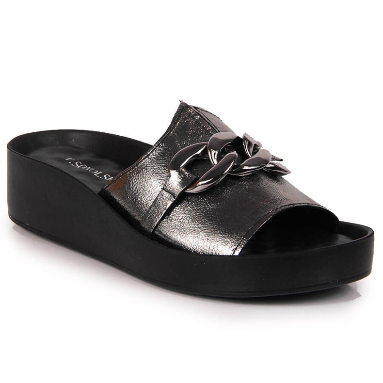 Chaussons femme en cuir avec chaîne argent T.Sokolski 1 Chaussons femme en cuir avec chaîne argent T.Sokolski 1