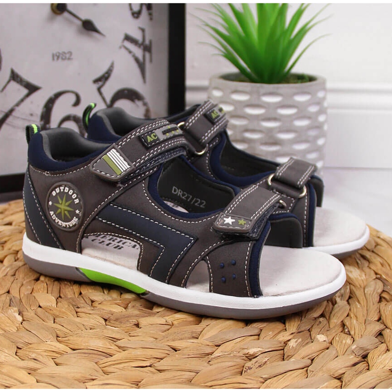 Sandales velcro gris American Club pour garçon 2