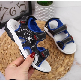 Sandales noires pour garçon American Club avec velcro 1