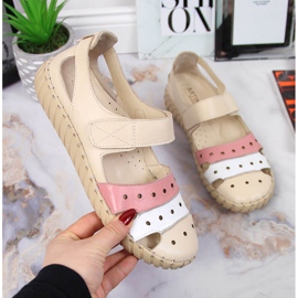 Sandales femme en cuir ajourées Artiker beige 1 Sandales femme en cuir ajourées Artiker beige 1