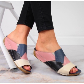 Pantoufles confortables pour femmes en cuir coloré Artiker multicolore 4