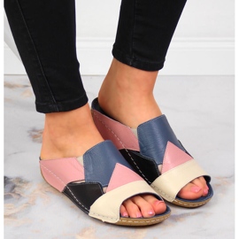 Pantoufles confortables pour femmes en cuir coloré Artiker multicolore 5