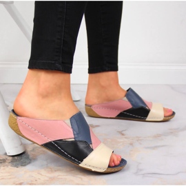 Pantoufles confortables pour femmes en cuir coloré Artiker multicolore 6