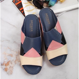 Pantoufles confortables pour femmes en cuir coloré Artiker multicolore 3