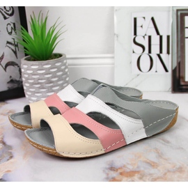 Pantoufles confortables en cuir pour femmes multicolores Artiker gris 2