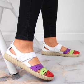 Sandales femme en cuir ajourées Artiker blanche multicolore 5