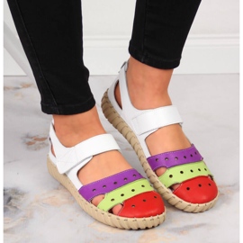 Sandales femme en cuir ajourées Artiker blanche multicolore 6