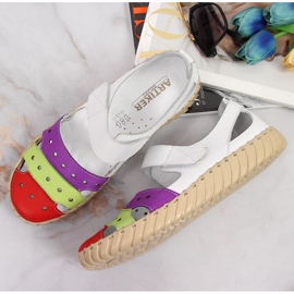 Sandales femme en cuir ajourées Artiker blanche multicolore 3