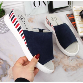 Chaussons compensés en cuir pour femme Bleu marine Filippo 1 Chaussons compensés en cuir pour femme Bleu marine Filippo 1