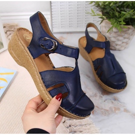 Sandales en cuir bleu marine Łukbut 656 1