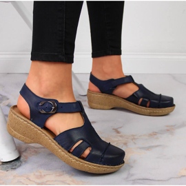 Sandales en cuir bleu marine Łukbut 656 5