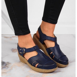 Sandales en cuir bleu marine Łukbut 656 6