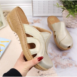 Chaussons compensés en cuir doré Łukbut 650 d'or 3