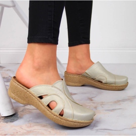 Chaussons compensés en cuir doré Łukbut 650 d'or 6