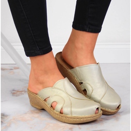 Chaussons compensés en cuir doré Łukbut 650 d'or 5