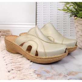 Chaussons compensés en cuir doré Łukbut 650 d'or 2
