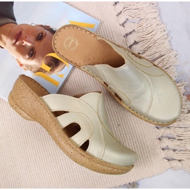 Chaussons compensés en cuir doré Łukbut 650 d'or 4